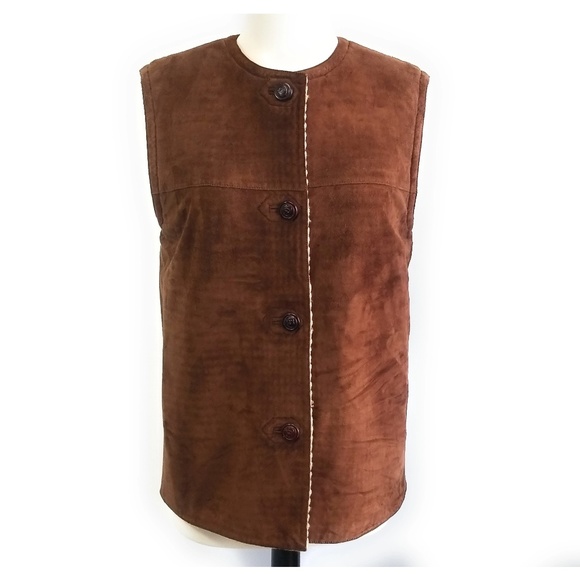 GUCCI Womens Reversible Suede Knit Vest Size M